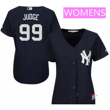 Women's New York Yankees #99 Aaron Judge Navy Blue Alternate Stitched MLB Majestic Cool Base Jersey