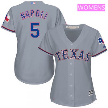 Women's Texas Rangers #5 Mike Napoli Gray Road Stitched MLB Majestic Cool Base Jersey