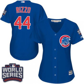 Cubs #44 Anthony Rizzo Blue Alternate 2016 World Series Bound Women's Stitched MLB Jersey