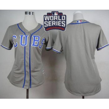 Cubs Blank Grey Alternate Road 2016 World Series Bound Women's Stitched MLB Jersey