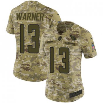 Nike Cardinals #13 Kurt Warner Camo Women's Stitched NFL Limited 2018 Salute to Service Jersey