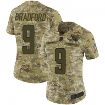 Nike Cardinals #9 Sam Bradford Camo Women's Stitched NFL Limited 2018 Salute to Service Jersey