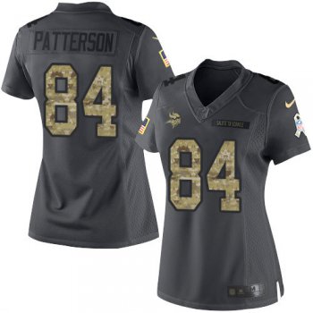 Women's Minnesota Vikings #84 Cordarrelle Patterson Black Anthracite 2016 Salute To Service Stitched NFL Nike Limited Jersey