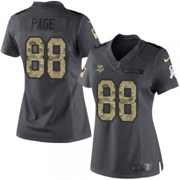 Women's Minnesota Vikings #88 Alan Page Black Anthracite 2016 Salute To Service Stitched NFL Nike Limited Jersey