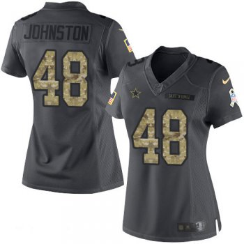 Women's Dallas Cowboys #48 Daryl Johnston Black Anthracite 2016 Salute To Service Stitched NFL Nike Limited Jersey