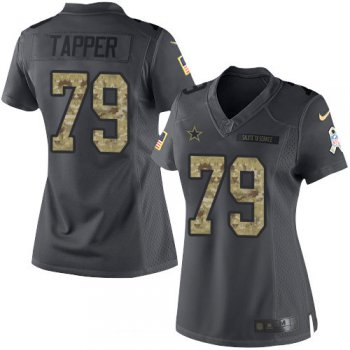 Women's Dallas Cowboys #79 Charles Tapper Black Anthracite 2016 Salute To Service Stitched NFL Nike Limited Jersey