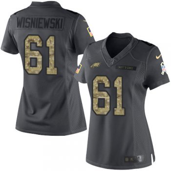 Women's Philadelphia Eagles #61 Stefen Wisniewski Black Anthracite 2016 Salute To Service Stitched NFL Nike Limited Jersey