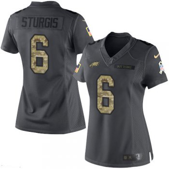 Women's Philadelphia Eagles #6 Caleb Sturgis Black Anthracite 2016 Salute To Service Stitched NFL Nike Limited Jersey