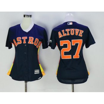 Women's Houston Astros #27 Jose Altuve Navy Blue Stitched MLB Majestic Cool Base Jersey