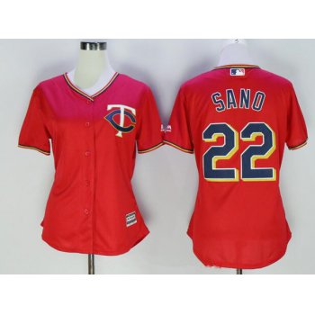 Women's Minnesota Twins #22 Miguel Sano Red Stitched MLB Majestic Cool Base Jersey