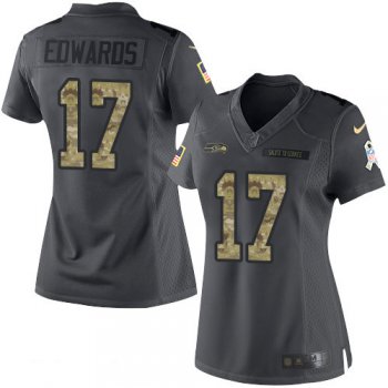 Women's Seattle Seahawks #17 Braylon Edwards Black Anthracite 2016 Salute To Service Stitched NFL Nike Limited Jersey