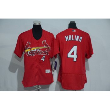 Women's St. Louis Cardinals #4 Yadier Molina Red 2016 Flexbase Stitched Baseball Jersey