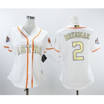 Houston Astros #2 Alex Bregman White Women 2018 Gold Program Cool Base Jersey