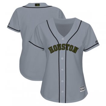 Houston Astros Blank Gray Women 2018 Memorial Day Cool Base Jersey