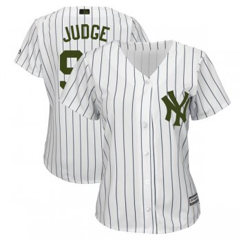 New York Yankees #99 Aaron Judge White Women 2018 Memorial Day Cool Base Jersey