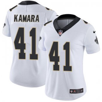 Women's Nike New Orleans Saints #41 Alvin Kamara White Stitched NFL Vapor Untouchable Limited Jersey