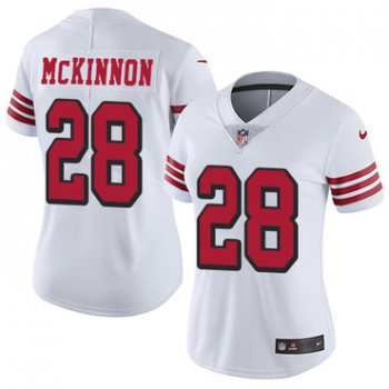 Women's Nike San Francisco 49ers #28 Jerick McKinnon White Rush Stitched NFL Vapor Untouchable Limited Jersey