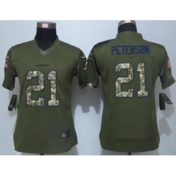 Women's Arizona Cardinals #21 Patrick Peterson Green Salute to Service NFL Nike Limited Jersey