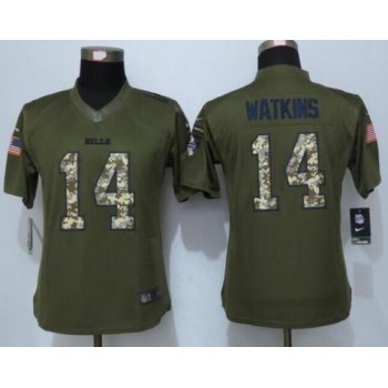 Women's Buffalo Bills #14 Sammy Watkins Green Salute to Service NFL Nike Limited Jersey