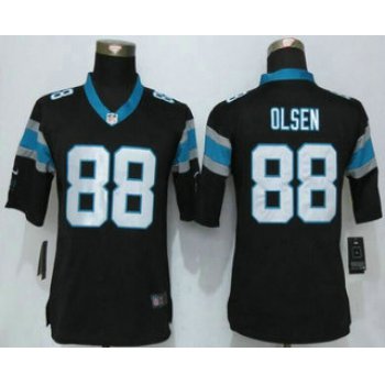 Women's Carolina Panthers #88 Greg Olsen Black Team Color NFL Nike Limited Jersey