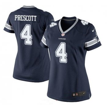 Women's Dallas Cowboys #4 Dak Prescott Navy Blue Team Color Stitched NFL Nike Game Jersey