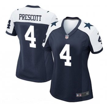 Women's Dallas Cowboys #4 Dak Prescott Navy Blue Thanksgiving Alternate Stitched NFL Nike Game Jersey