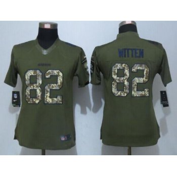 Women's Dallas Cowboys #82 Jason Witten Green Salute to Service NFL Nike Limited Jersey