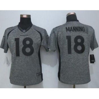 Women's Denver Broncos #18 Peyton Manning Gray Gridiron Nike NFL Limited Jersey