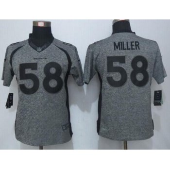 Women's Denver Broncos #58 Von Miller Gray Gridiron Nike NFL Limited Jersey