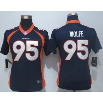 Women's Denver Broncos #95 Derek Wolfe Navy Blue Alternate NFL Nike Limited Jersey