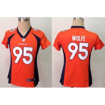 Women's Denver Broncos #95 Derek Wolfe Orange Team Color NFL Nike Game Jersey