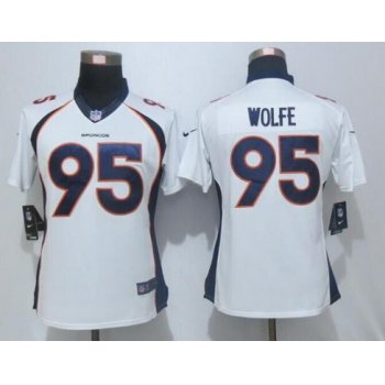 Women's Denver Broncos #95 Derek Wolfe White Road NFL Nike Limited Jersey