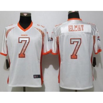 Women's Denver Broncos Retired #7 John Elway White Drift Fashion NFL Nike Jersey