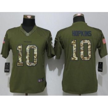 Women's Houston Texans #10 DeAndre Hopkins Green Salute to Service NFL Nike Limited Jersey