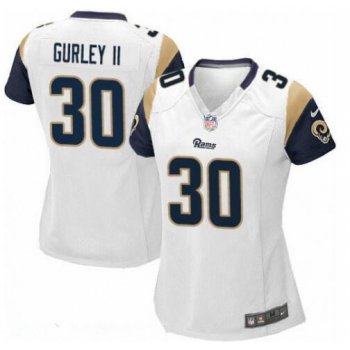 Women's Los Angeles Rams #30 Todd Gurley II White Road Stitched NFL Nike Game Jersey