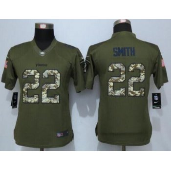 Women's Minnesota Vikings #22 Harrison Smith Green Salute to Service NFL Nike Limited Jersey