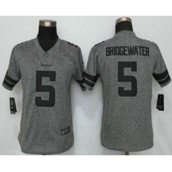 Women's Minnesota Vikings #5 Teddy Bridgewater Nike Gray Gridiron NFL Gray Limited Jersey