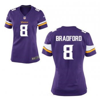 Women's Minnesota Vikings #8 Sam Bradford Purple Team Color Stitched NFL Nike Game Jersey