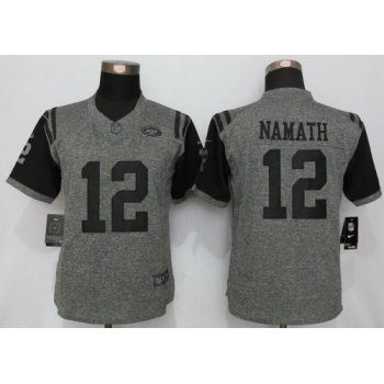 Women's New York Jets #12 Joe Namath Retired Gray Gridiron Stitched NFL Nike Limited Jersey