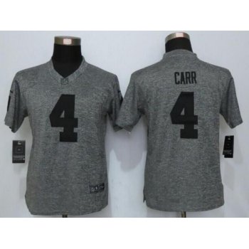 Women's Oakland Raiders #4 Derek Carr Gray Gridiron Nike NFL Limited Jersey