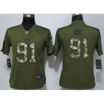 Women's Philadelphia Eagles #91 Fletcher Cox Green Salute to Service NFL Nike Limited Jersey