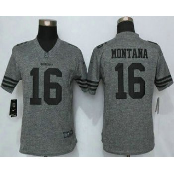 Women's San Francisco 49ers #16 Joe Montana Nike Gray Gridiron NFL Gray Limited Jersey