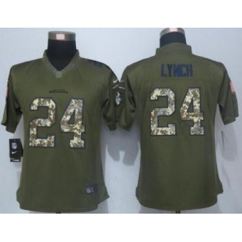 Women's Seattle Seahawks #24 Marshawn Lynch Green Salute to Service NFL Nike Limited Jersey