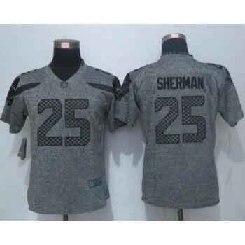 Women's Seattle Seahawks #25 Richard Sherman Gray Gridiron Nike NFL Limited Jersey