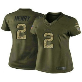 Women's Tennessee Titans #2 Derrick Henry Green Nike NFL Limited Salute to Service Jersey