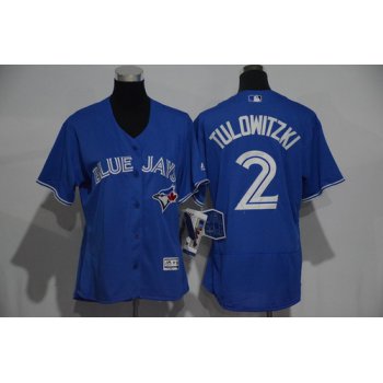 Women's Toronto Blue Jays #2 Troy Tulowitzki Royal Blue 2016 Flexbase Stitched Baseball Jersey