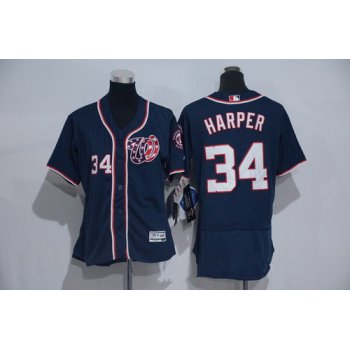 Women's Washington Nationals #34 Bryce Harper Navy Blue 2016 Flexbase Stitched Baseball Jersey