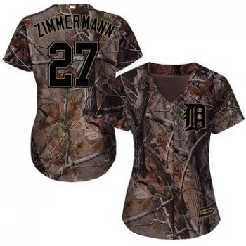 Detroit Tigers #27 Jordan Zimmermann Camo Realtree Collection Cool Base Women's Stitched Baseball Jersey