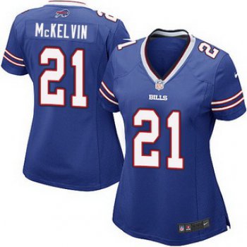 Women's Buffalo Bills #21 Leodis McKelvin Home Blue NFL Nike game Jersey