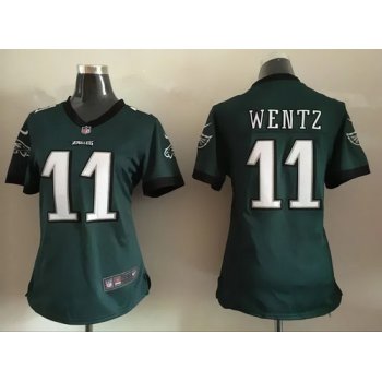 Women's Philadelphia Eagles #11 Carson Wentz Green Team Color NFL Nike Game Jersey